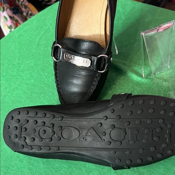 Coach Black Leather Loafers with Silver Detail. Original - Picture 4 of 7